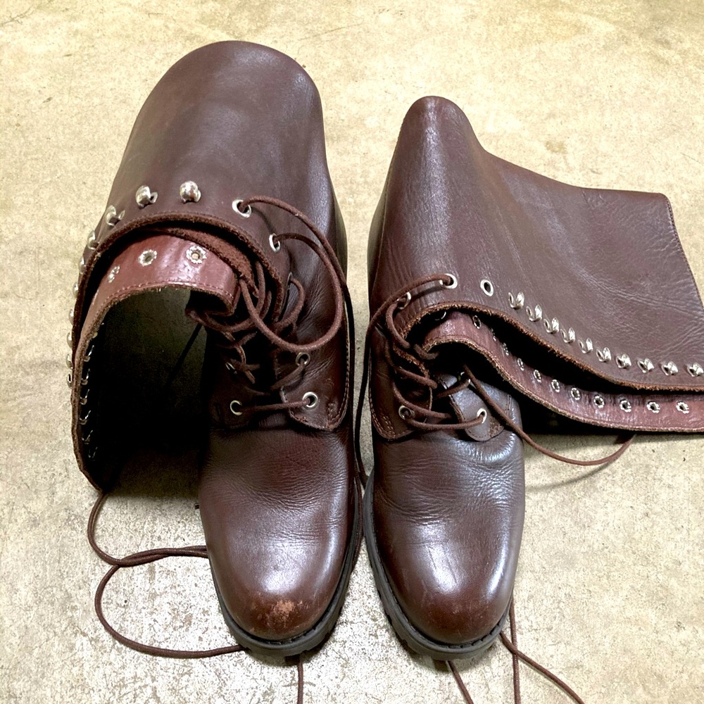 Brown combat boots